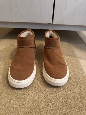 UGG Chestnut Suede Slip-On Ankle Booties